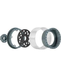 INJORA 1.9 Beadlock Wheel Offset -10mm Carbon Fiber Aluminum Rim pour SCX10 TRX4 VS4-10 Gen8 1/10 RC Crawler Upgrade (Gris)