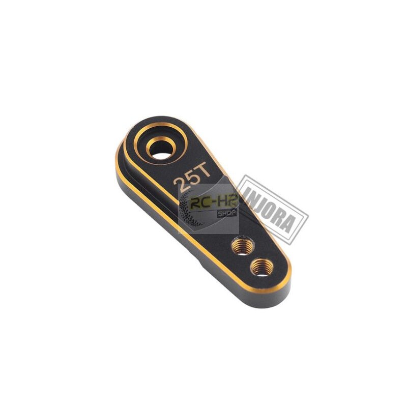 INJORA 1PCS M2.5 25T Metal Steering Link Servo Arm Horn for Traxxas TRX-4 Black-Gold