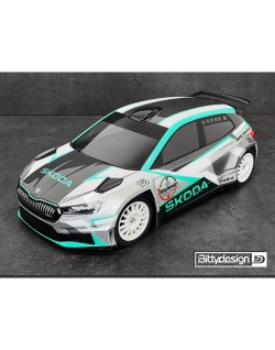 Bittydesign SKODA Fabia RS Rally2 1/10 190mm carrosserie rallye transparente, LightWeight 0,8mm (aile incluse)