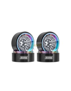 INJORA Turbine 1.3" CNC Aluminium Beadlock Wheels For 1/24 1/18 RC Crawler (W1303) RAINBOW WITH SILVER