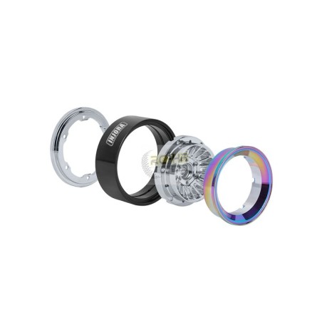 INJORA Turbine 1.3" CNC Aluminium Beadlock Wheels For 1/24 1/18 RC Crawler (W1303) RAINBOW WITH SILVER