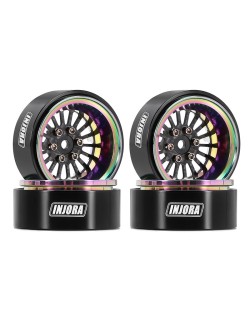 Roues Injora Modu Wheel Rainbow Beadlock de 1,3 po à déport négatif pour Crawler RC 1/18 1/24 - 18 rayons