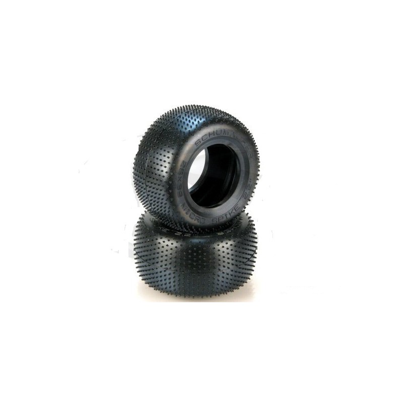 Pneus truck "micro spike" gomme bleu (2) SCHUMACHER RACING