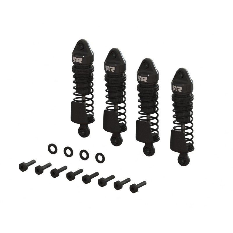 Ensemble d'amortisseurs en aluminium, longueur 58 mm, huile 1 000 cSt (4), noir : GROM