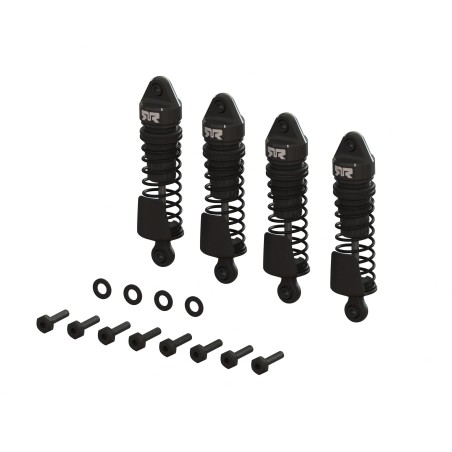 Ensemble d'amortisseurs en aluminium, longueur 58 mm, huile 1 000 cSt (4), noir : GROM