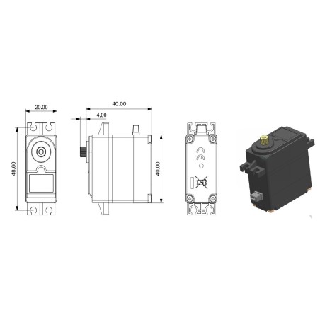Servomoteur « S150MH » 15 kg 25 T/JR à engrenages métalliques