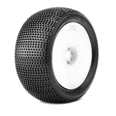 Pneus Jetko Truggy 1/8 Block In (2) sur jantes blanches