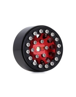 INJORA 1.0" 12-Spokes Beadlock Aluminum Wheel Rims for 1/24 RC Crawlers (4) (W1049) - Red