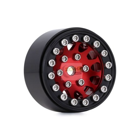 INJORA 1.0" 12-Spokes Beadlock Aluminum Wheel Rims for 1/24 RC Crawlers (4) (W1049) - Red