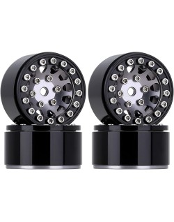 1.0" 12-Spokes Beadlock Aluminum Wheel Rims for 1/24 RC Crawlers (4) (W1049) - BLACK/GREY