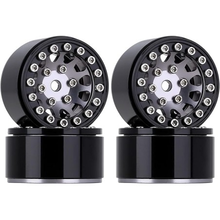 1.0" 12-Spokes Beadlock Aluminum Wheel Rims for 1/24 RC Crawlers (4) (W1049) - BLACK/GREY