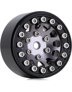 1.0" 12-Spokes Beadlock Aluminum Wheel Rims for 1/24 RC Crawlers (4) (W1049) - BLACK/GREY
