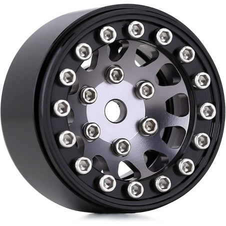 1.0" 12-Spokes Beadlock Aluminum Wheel Rims for 1/24 RC Crawlers (4) (W1049) - BLACK/GREY