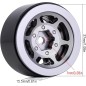 1.0" 12-Spokes Beadlock Aluminum Wheel Rims for 1/24 RC Crawlers (4) (W1049) - BLACK/GREY
