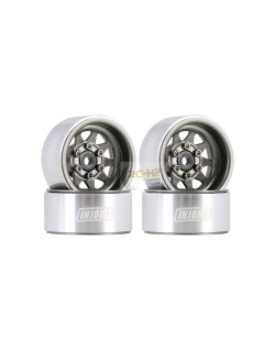 INJORA 1.0" Negative Offset 3.78mm Deep Dish Stamped Steel Wheel Rims for 1/24 RC Crawlers (4) (W1004) - Grey