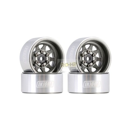 INJORA 1.0" Negative Offset 3.78mm Deep Dish Stamped Steel Wheel Rims for 1/24 RC Crawlers (4) (W1004) - Grey