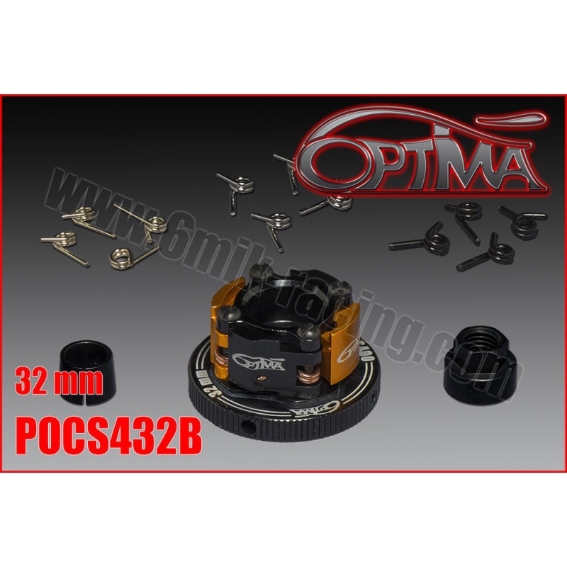 Optima Embrayage 4 Points Alu Complet 32mm Noir POCS432B
