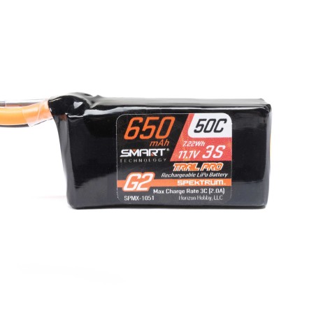 11.1V 650mAh 3S 50C Smart G2 Trail Pro LiPo Battery: IC2