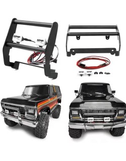 pare-chocs avant en acier inoxydable avec lumière LED anti-collision pour 4 pièces de voiture RC TRX4 1/10
