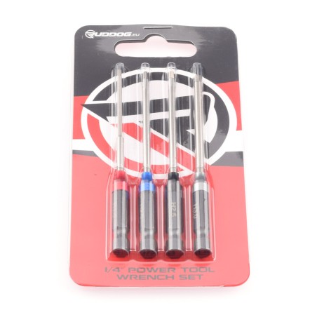 Jeu de clés hexagonales métriques RUDDOG 1/4" pour outils électriques (1,5 | 2 | 2,5 | 3 mm)