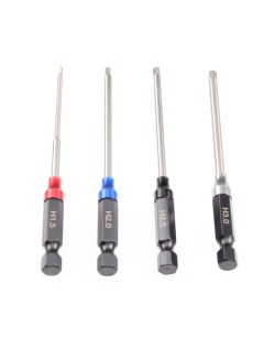 Jeu de clés hexagonales métriques RUDDOG 1/4" pour outils électriques (1,5 | 2 | 2,5 | 3 mm)
