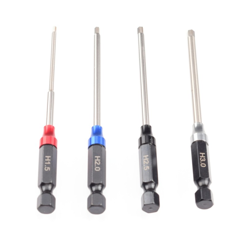 Jeu de clés hexagonales métriques RUDDOG 1/4" pour outils électriques (1,5 | 2 | 2,5 | 3 mm)