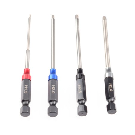 Jeu de clés hexagonales métriques RUDDOG 1/4" pour outils électriques (1,5 | 2 | 2,5 | 3 mm)