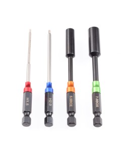 Jeu de clés hexagonales et écrous métriques RUDDOG 1/4" pour outils électriques (1,5 | 2,0 | 5,5 | 7,0 mm)