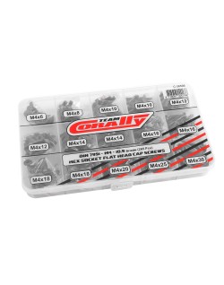 Team Corally - Screw Set M4 - Hex Flat Head - DIN 7991 - Steel Black - 10.9 Grade - 15 Sizes - 265 pcs