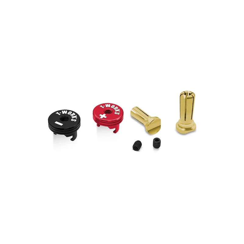 T-Work's Connectiques Long Pk Or 5mm + Caches (4Pcs) EA-040-5RB-L