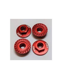 Écrous de roue en aluminium dentelés de grand diamètre 1:10 (4) Rouges