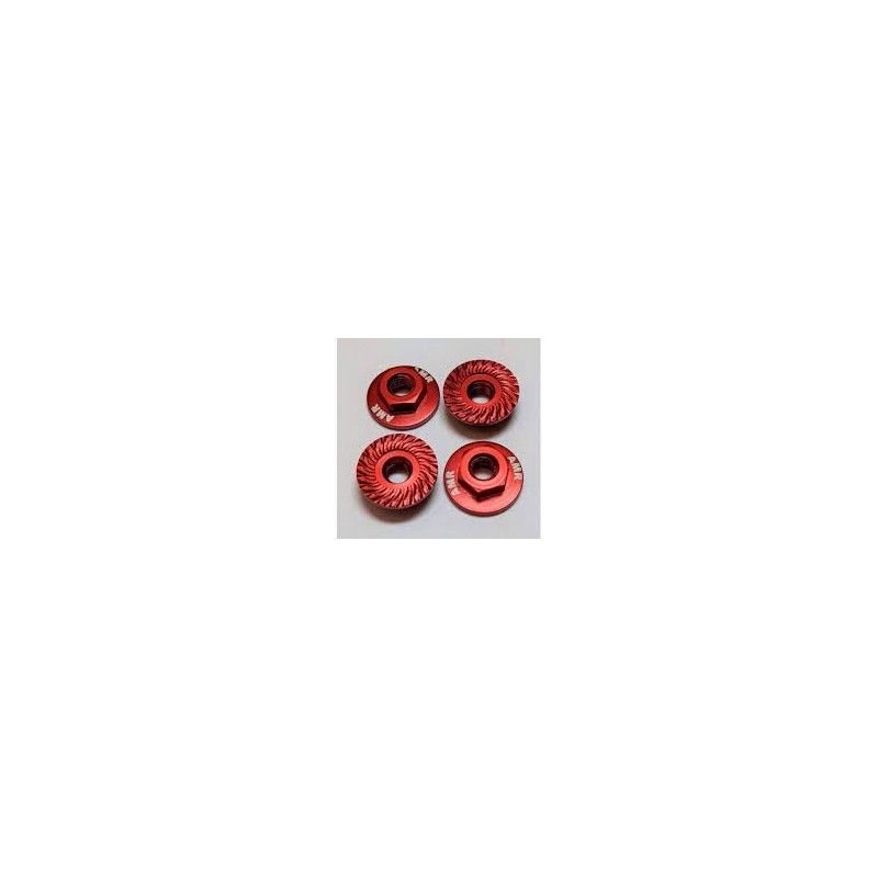Écrous de roue en aluminium dentelés de grand diamètre 1:10 (4) Rouges