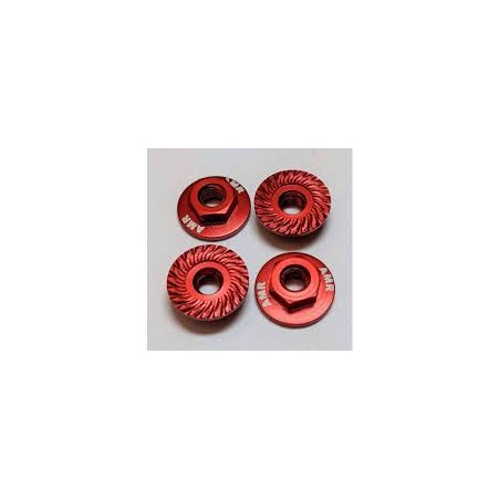 Écrous de roue en aluminium dentelés de grand diamètre 1:10 (4) Rouges