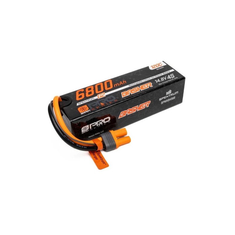 Spektrum Accu lipo Smart G2 Pro Basher 4S 14.8v 6800mah 120C Hard Case IC5 Spektrum Accu lipo Smart G2 Pro Basher 4S 14.8v 6800mah 120C Hard Case IC5