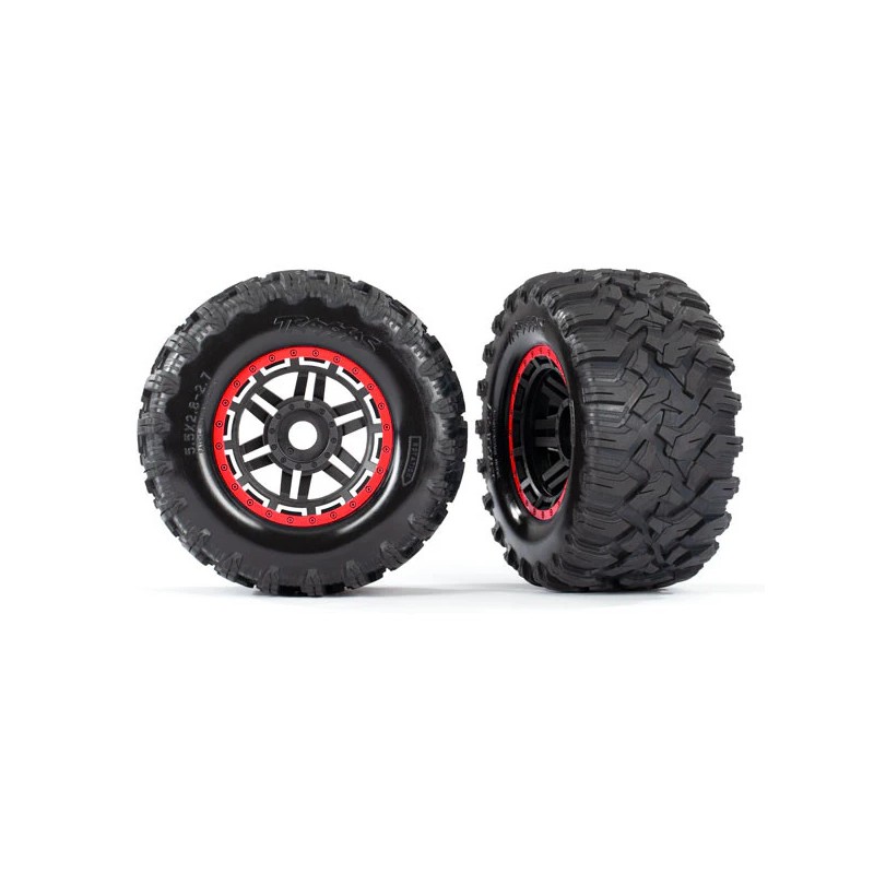 Traxxas Pneus 2.8 Maxx + Jantes Rouge 17mm (x2) 8972R