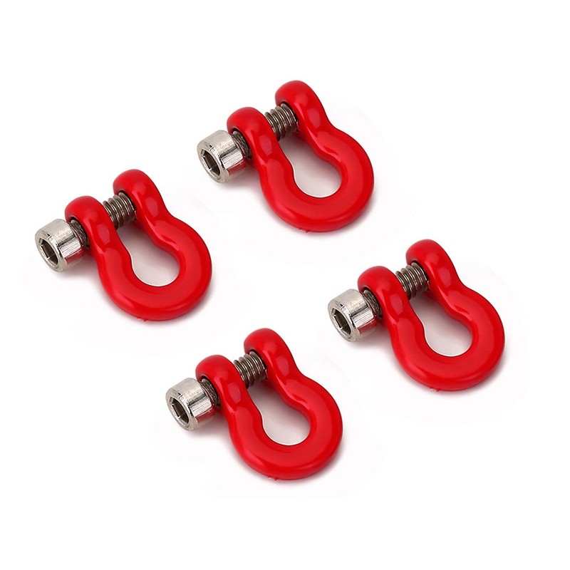 Anneaux en D métalliques Injora PCS 7x10 mm pour crochets de remorquage avec pare-chocs SCX24/TRX4M - Rouge
