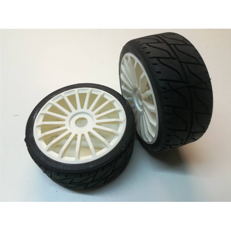 PAIRE DE PNEUS + JANTES BLANCHES DIAMÈTRE 160 mm ASPHALT BLUE SOFT MONTEE COLLEE