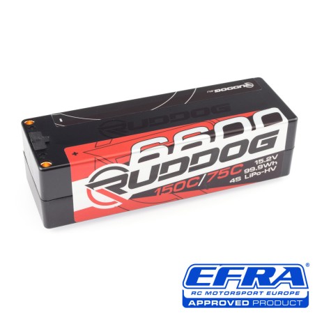 RUDDOG Racing 6600 (99,9 Wh) 150C/75C 15,2 V LCG Pack 1/8 Batterie LiPo-HV