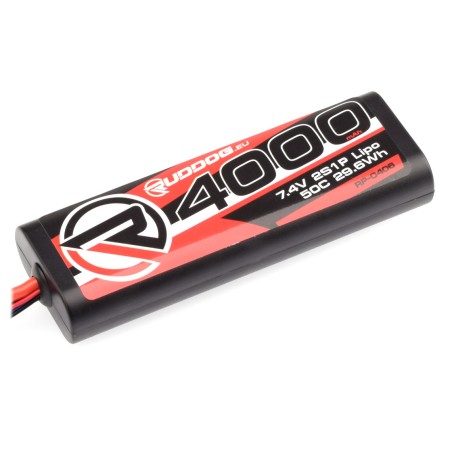 RUDDOG 4000mAh 50C 7.4V LiPo Round Stick Pack Batterie avec prise Dean