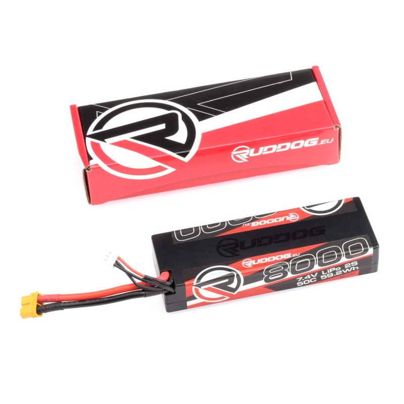 Batterie LiPo Stick Pack RUDDOG 8000mAh 50C 7.4V avec prise XT60