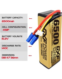 DXF-Batterie Lipo 15.2V agglomC 4S Graphène LCG 6500mAh EC5