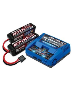 PACK CHARGEUR LIVE 2973G + 2 x LIPO 4S 6700MAH 2890X PRISE TRAXXAS