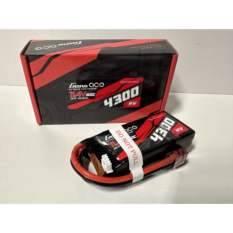 Gens ace Shorty  LiPo 3S 11.4V-4300-60C(Deans) 91x41x30mm