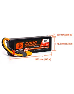 7.4V 5000mAh 2S 50C Smart G2 Hardcase LiPo Battery: IC5 (Promoto)