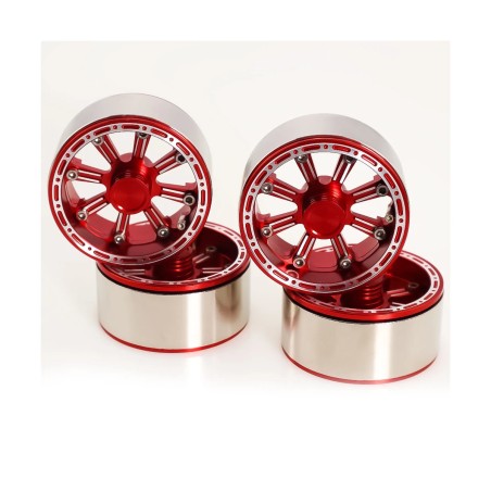 1.9" Aluminum Beadlock Crawler Wheels 4pcs - Cool - Red 4pcs