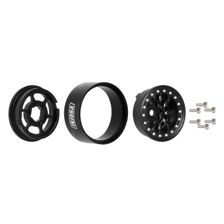 INJORA 1.0" Negative Offset 2.85mm Beadlock Aluminum Wheel Rims for 1/24 RC Crawlers (4) (W1009)