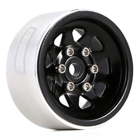 INJORA 1.0'' 9-Spokes Stamped Steel Beadlock Wheel Rims for 1/24 RC Crawlers (4) (W1003BK)