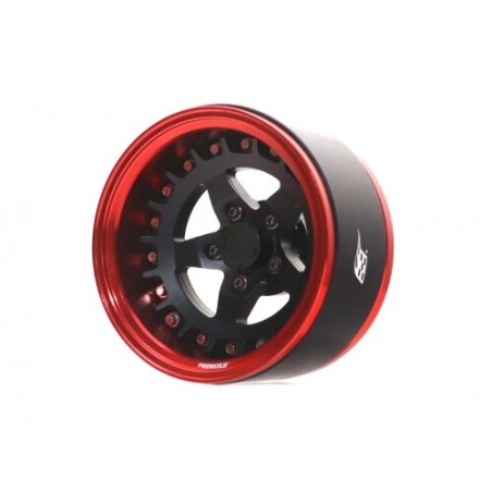 Boom Racing BRPB033RMBK ProBuild 1.9" SS5 Adjustable Offset Aluminum Beadlock Wheels (2) rouge/noir mat