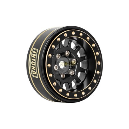 INJORA 1.0 Plus 42g/pcs 12-Spoke Brass Black Beadlock Wheel Rims for 1/24 1/18 RC Crawler (4) (W1101BK)