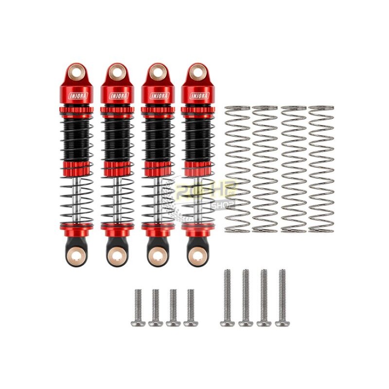INJORA 53mm Aluminum Threaded Oil Filled Shocks Red for 1/18 TRX4M 4 PCS (4M-24)